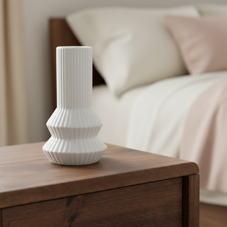 Matte White Modern Ribbed Vase