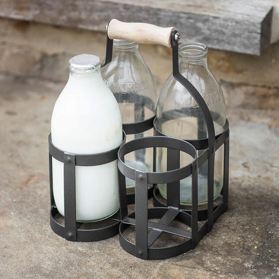 Metal Milk Bottle Holder - 4 Bottles - Storage