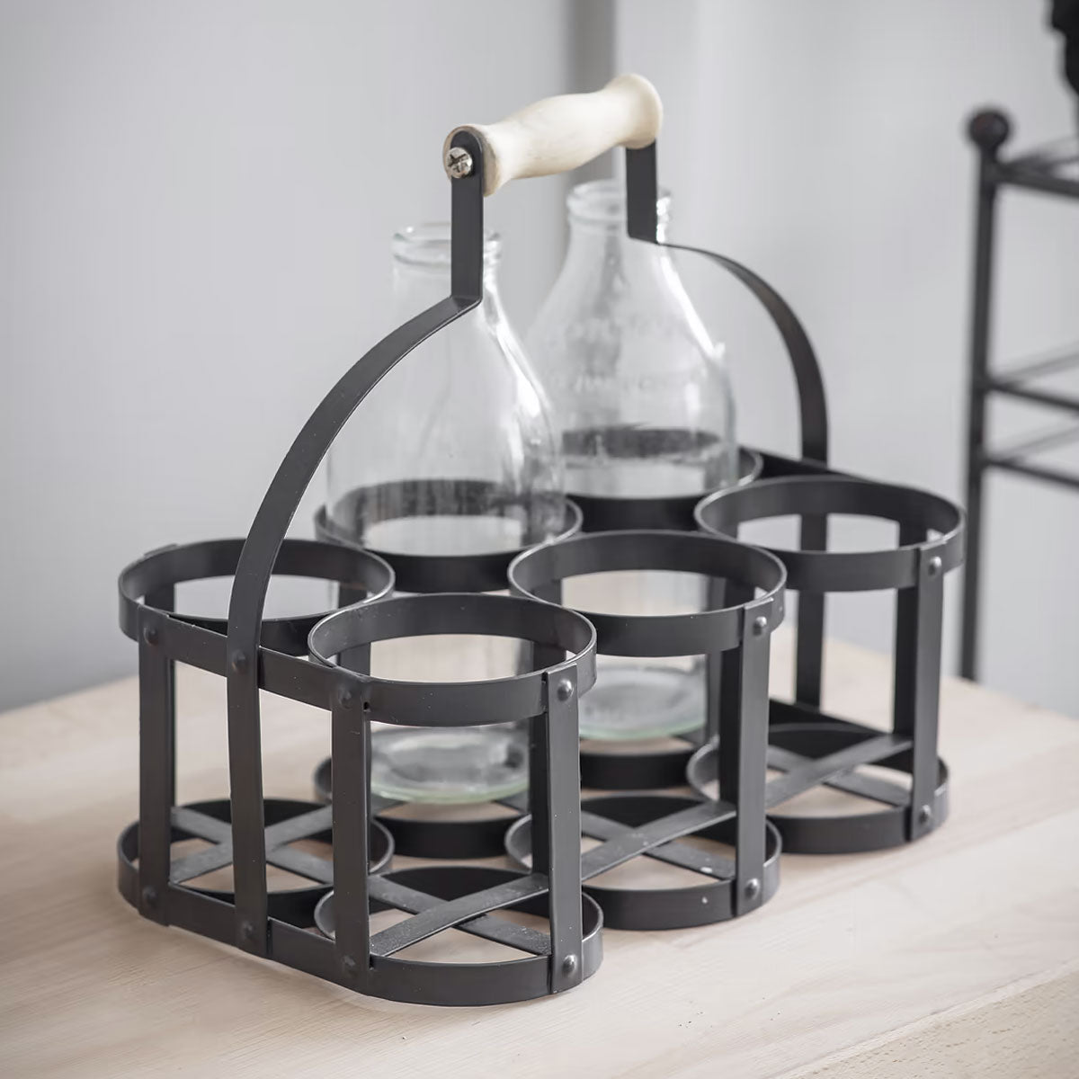 Metal Milk Bottle Holder - 6 Bottles - Storage