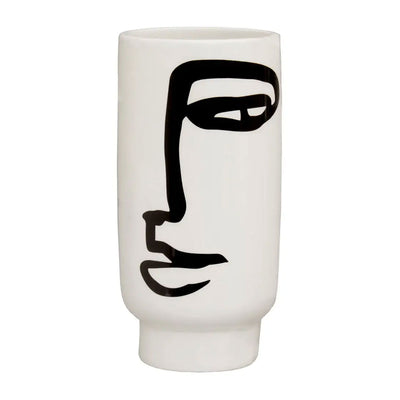 Modern White Vase With Abstract Design - Vases