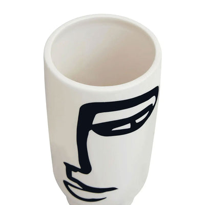 Modern White Vase With Abstract Design - Vases
