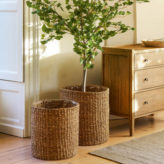 Natural Seagrass Plant Pots - Set of 2