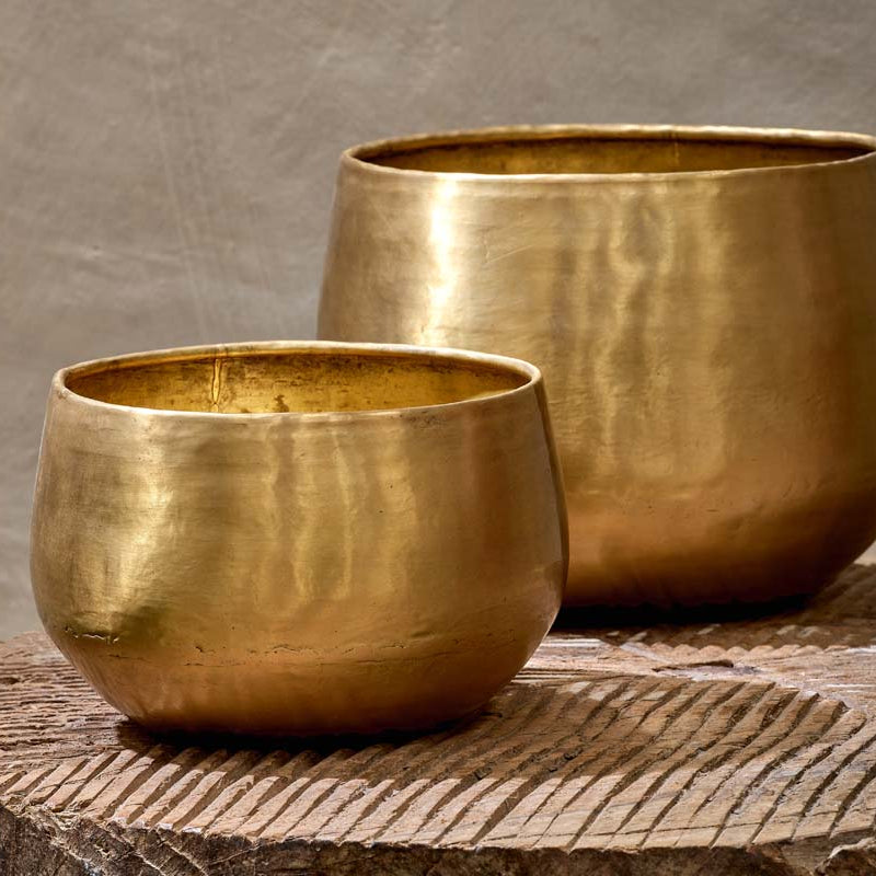 Golden Brass Curved Planter - Planters