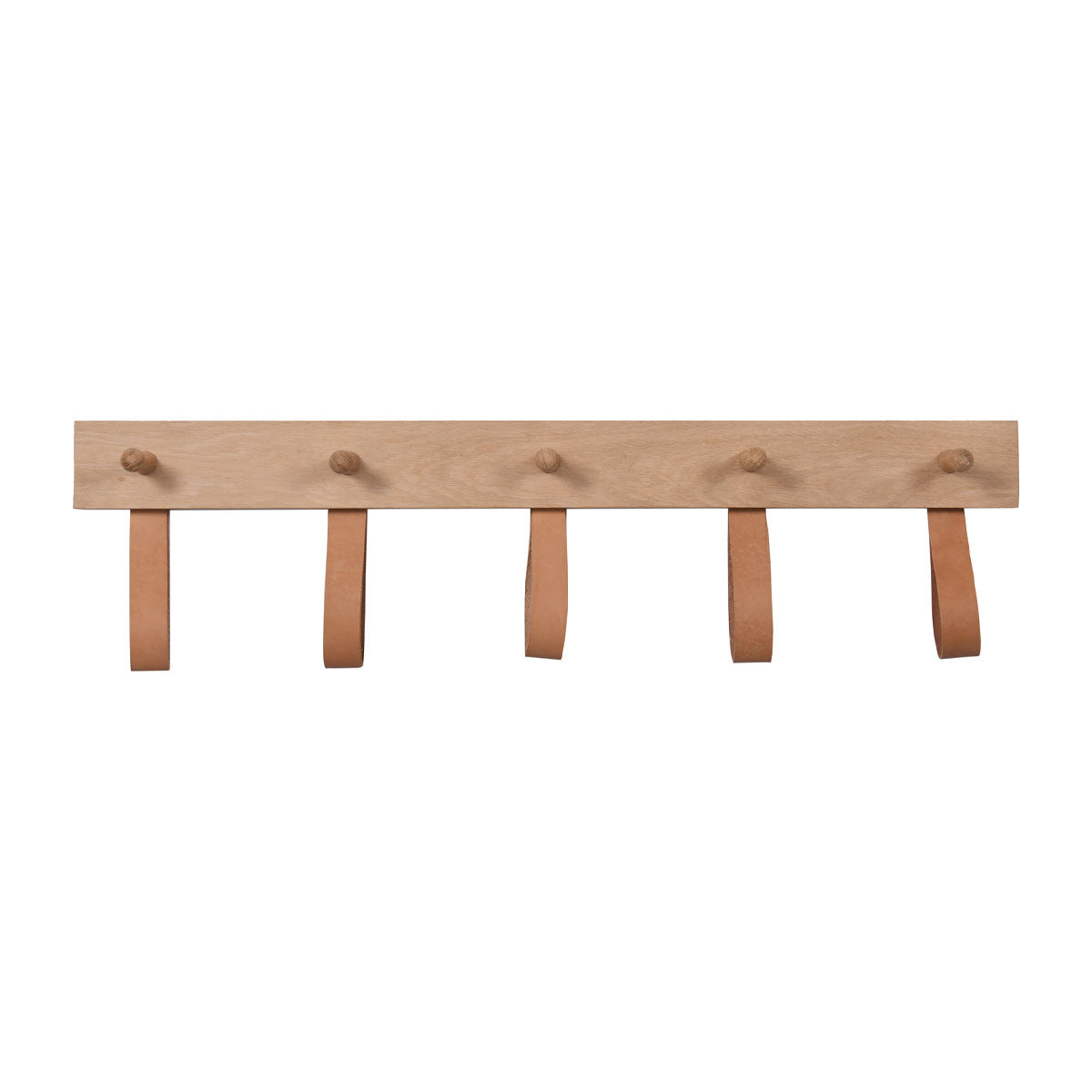 Oak and Leather Coat Hooks - 5 - Coat Hooks & Hall Storage