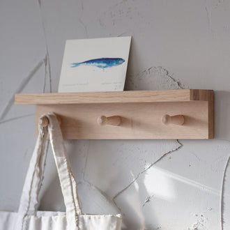 Oak Picture Shelf And Hooks - 3 - Coat Hooks & Hall Storage