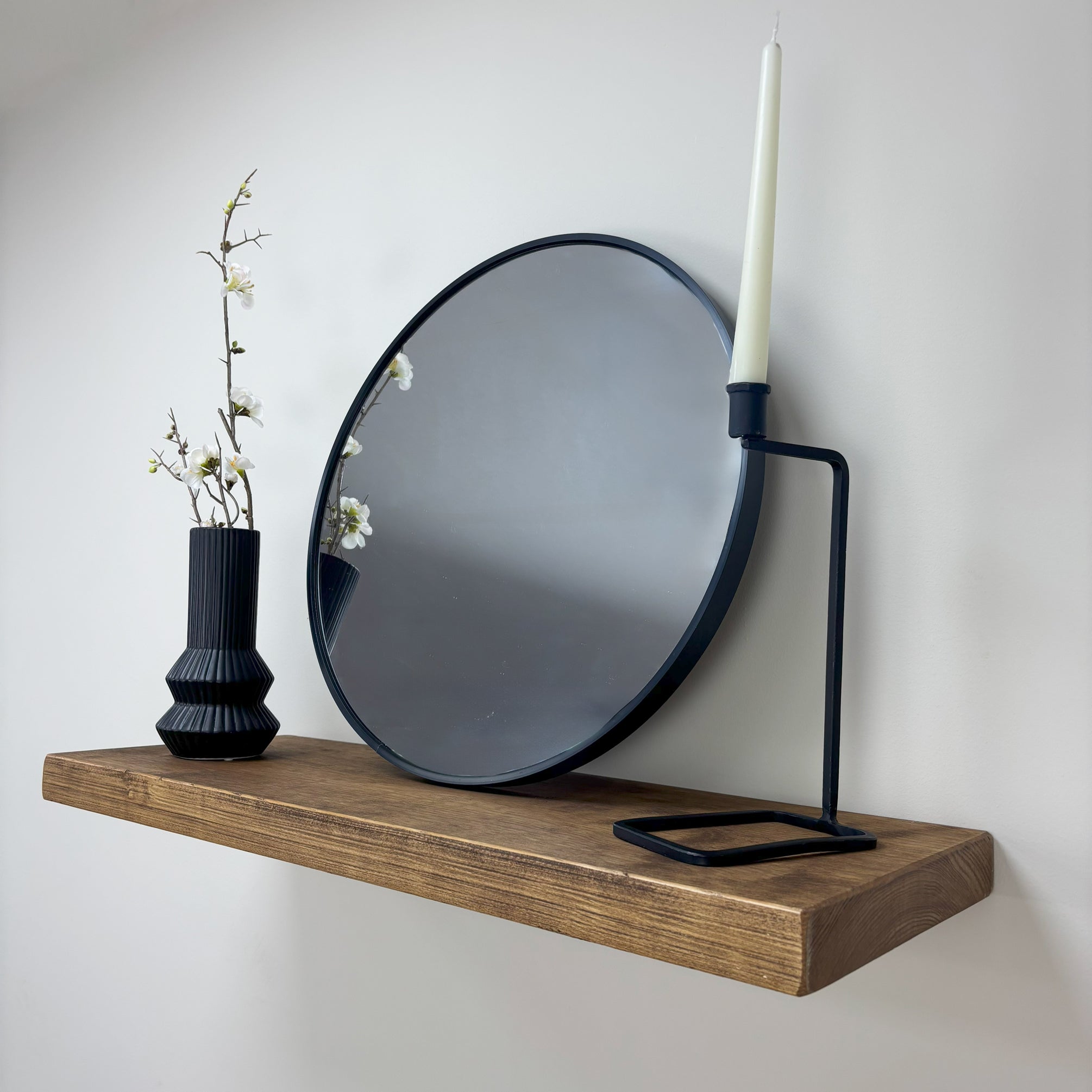 Rustic Floating Shelf - 29cm x 4.5cm - Medium Oak 