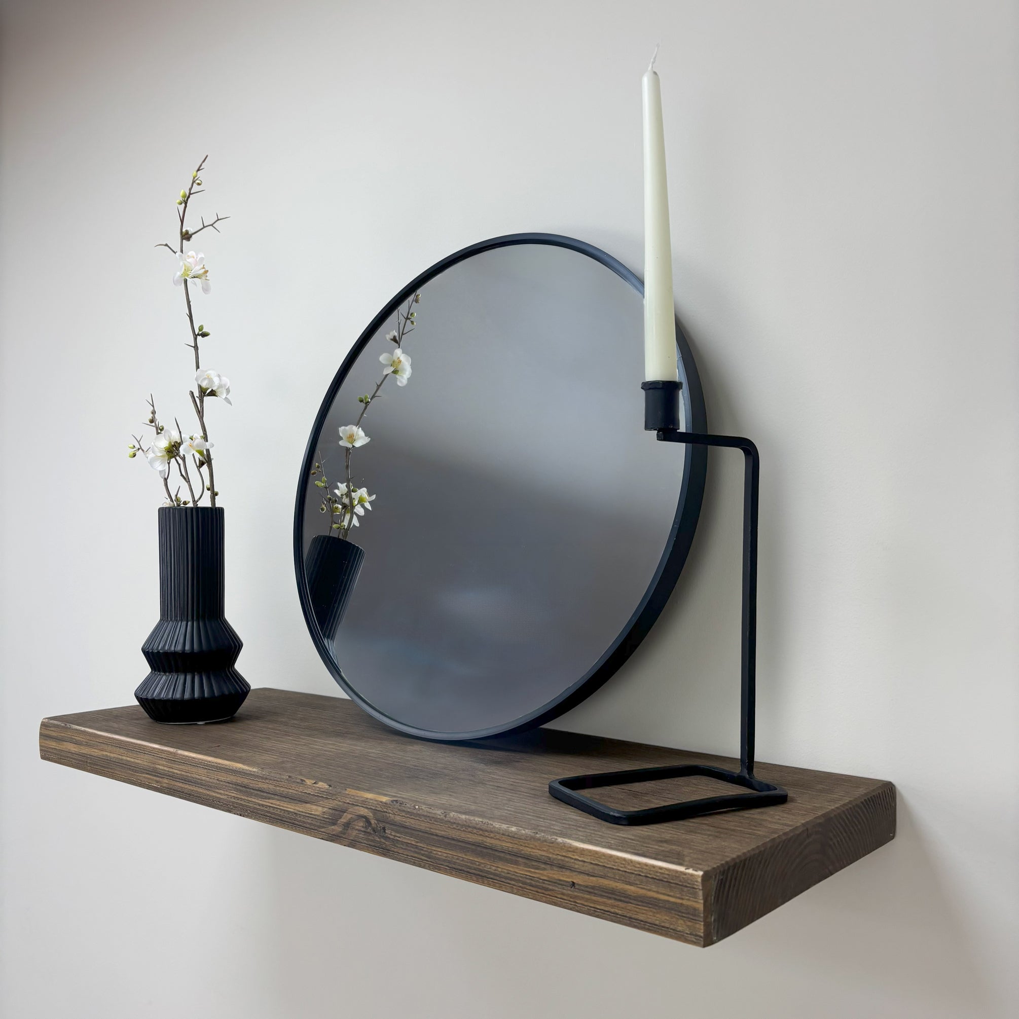 Rustic Floating Shelf - 29cm x 4.5cm - Smoke Pine