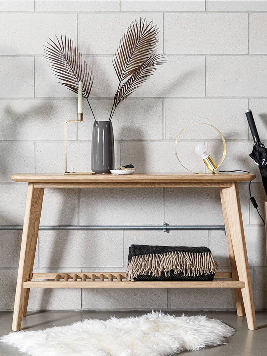 Salters Oak Console Table With Storage - Console Table