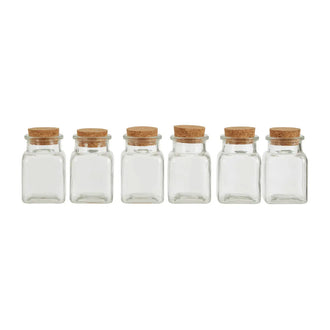 Set of Square Glass Jars with Cork Stoppers - Storage