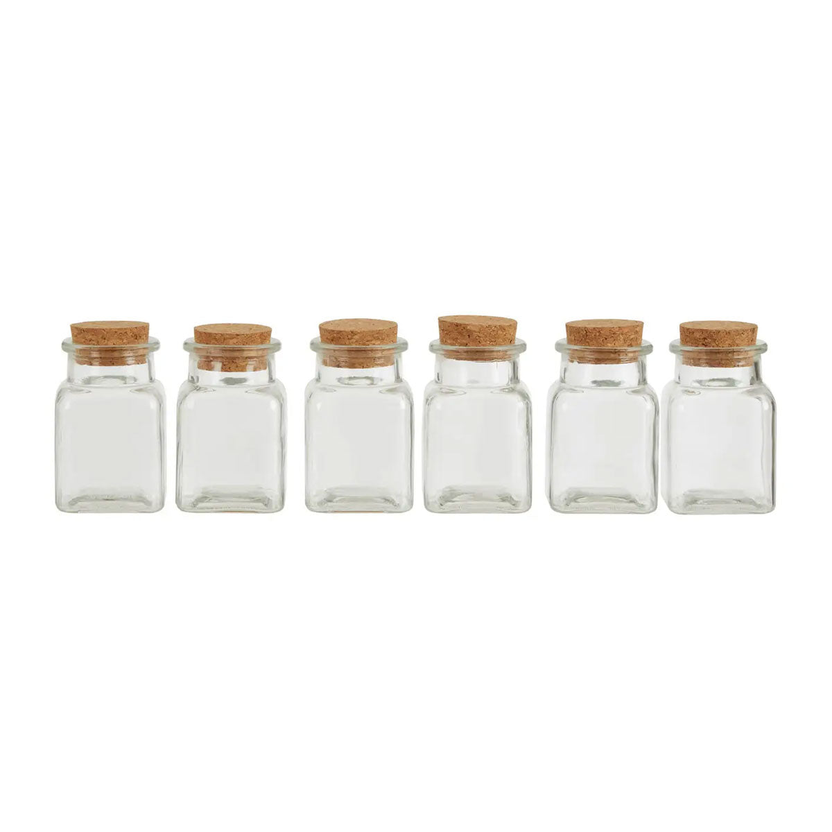 Set of Square Glass Jars with Cork Stoppers - Storage