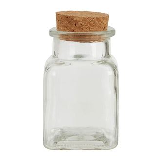 Set of Square Glass Jars with Cork Stoppers - Storage