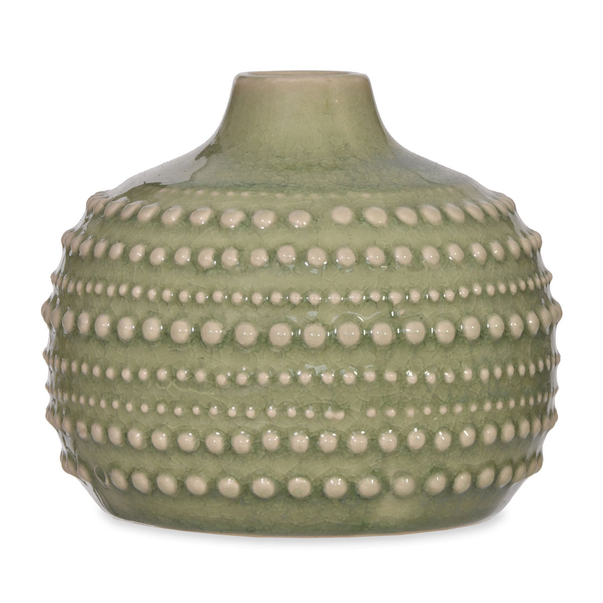 Small Green Textured Round Vase - 