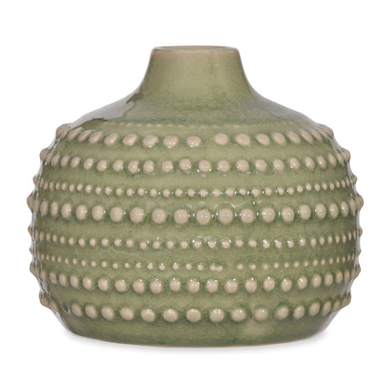 Small Green Textured Round Vase - 