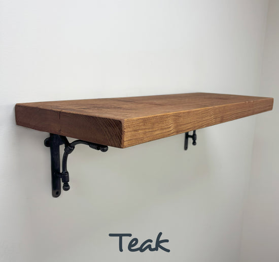 Tanfield Rustic Wooden Shelf with Brackets - 29cm x 4.5cm - all