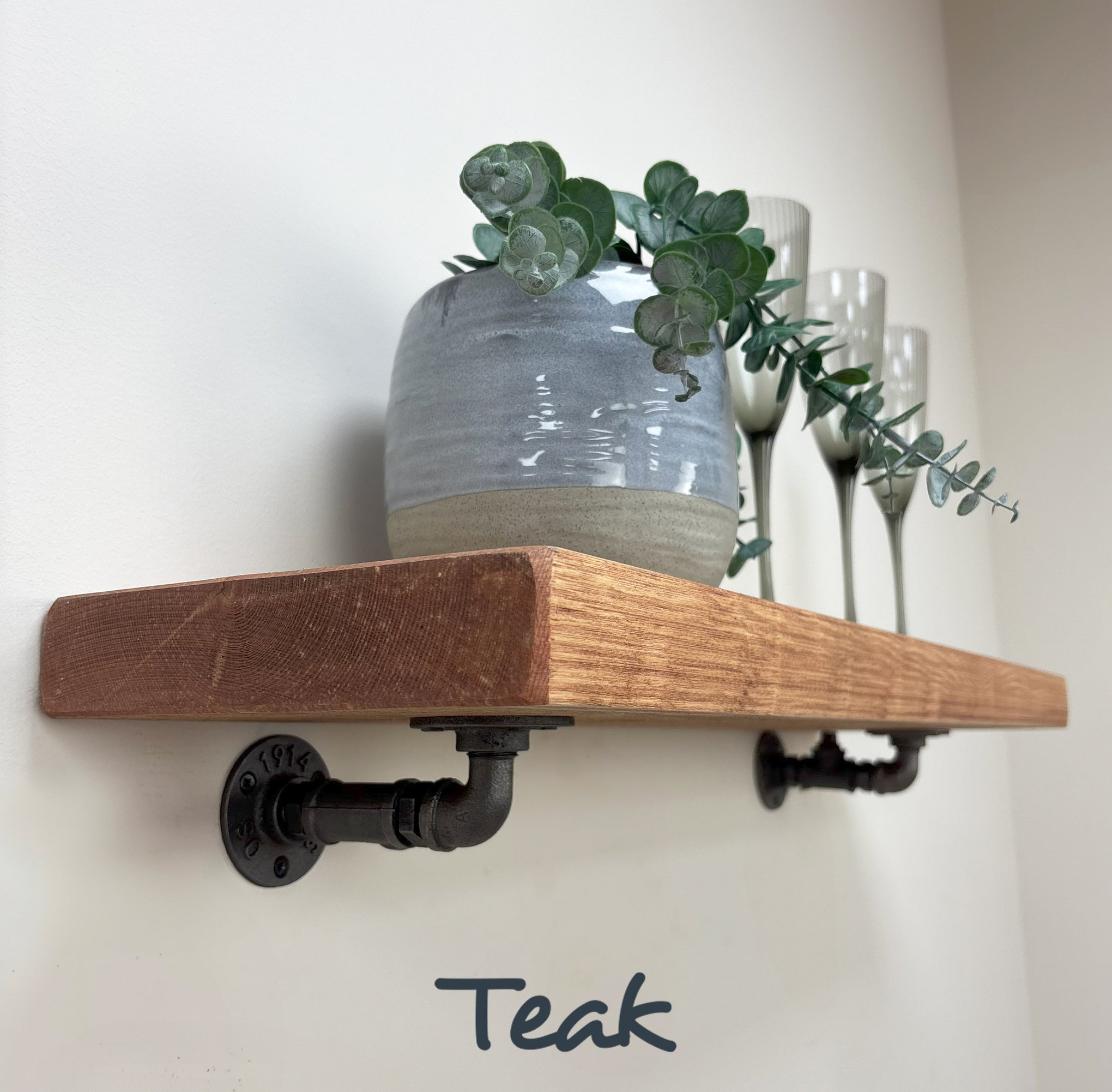 Wingate Rustic Wooden Shelf with Brackets - 22cm x 3.5cm - 