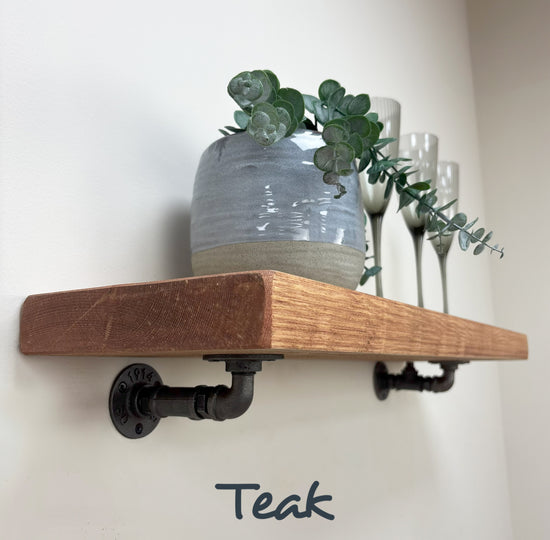 Wingate Rustic Wooden Shelf with Brackets - 22cm x 3.5cm - 
