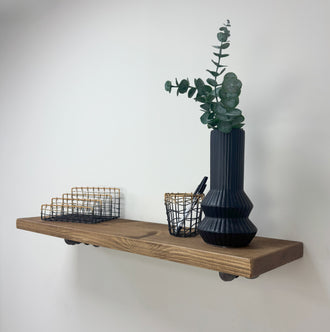 Wingate Rustic Wooden Shelf with Brackets - 22cm x 4.5cm - 