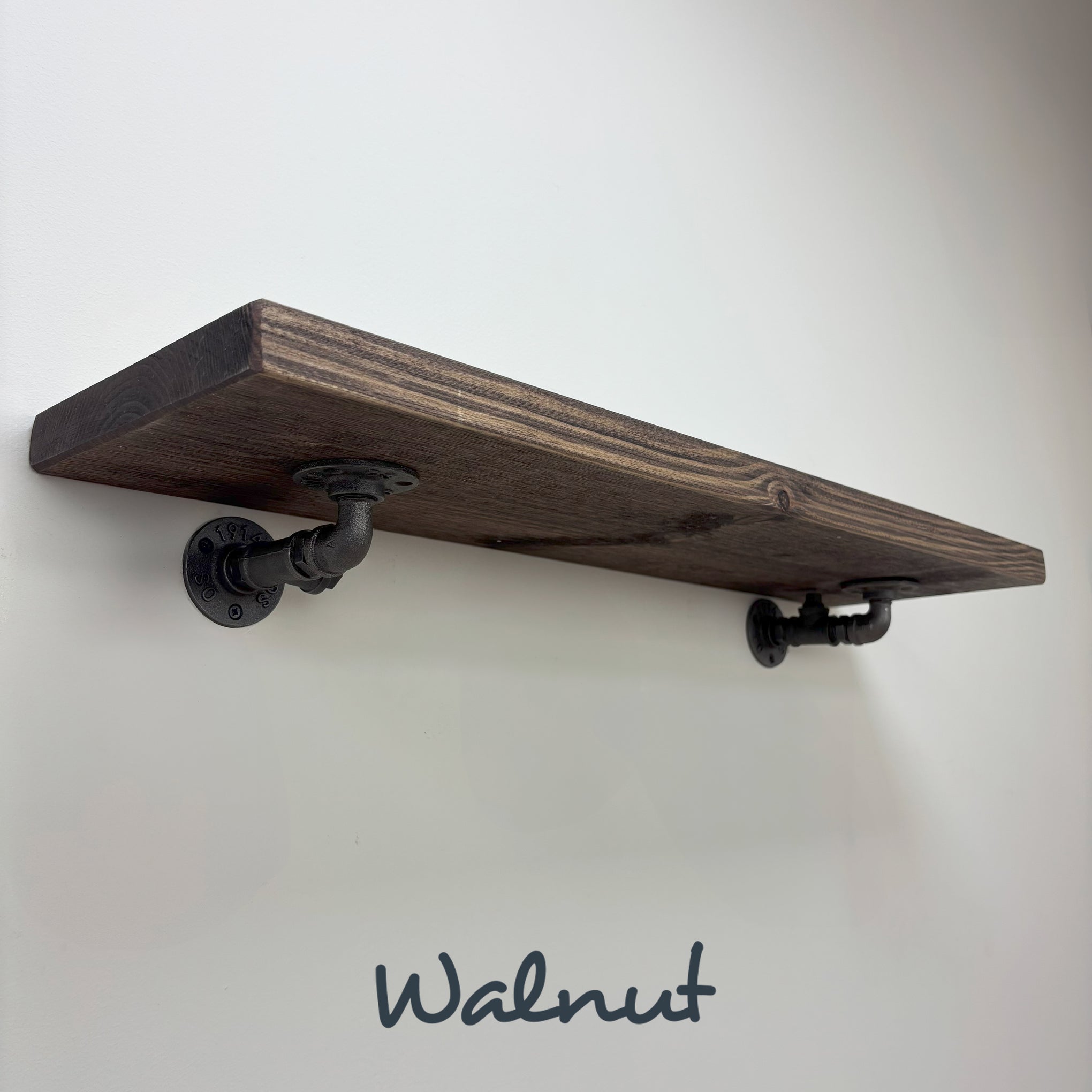 Wingate Rustic Wooden Shelf with Brackets - 22cm x 4.5cm - 