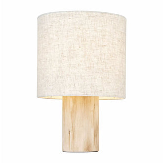 Wooden Table Lamp With Linen Shade - 