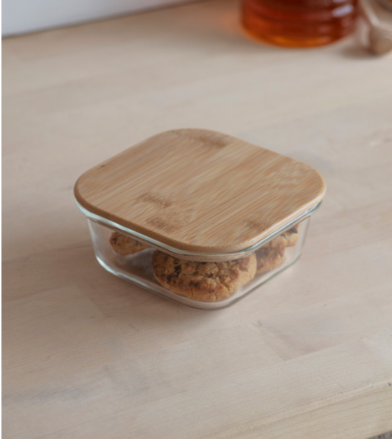 Bamboo & Glass Storage Container