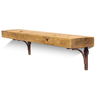 Birtley Copper Solid Wood Shelf & Brackets -  6x2 Rustic Shelf (15cmx5cm) - 