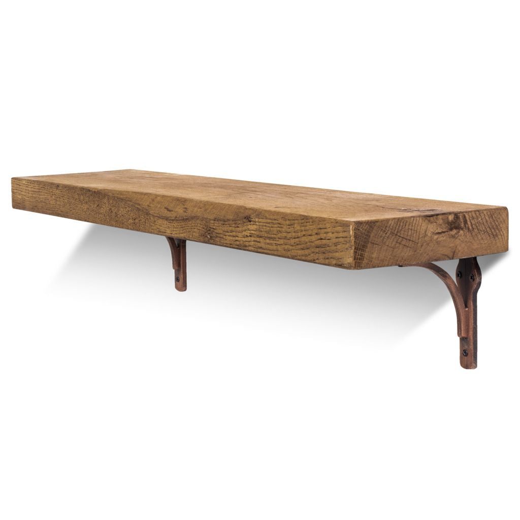 Birtley Copper Solid Wood Shelf & Brackets - 8x2 Oak Shelf (19x4cm)
