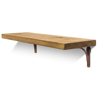 Birtley Copper Solid Wood Shelf & Brackets - 9x1.5 Smooth Shelf (22cmx3.5cm) - 