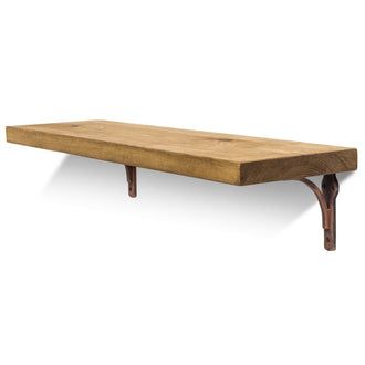 Birtley Copper Solid Wood Shelf & Brackets - 9x1.5 Smooth Shelf (22cmx3.5cm)
