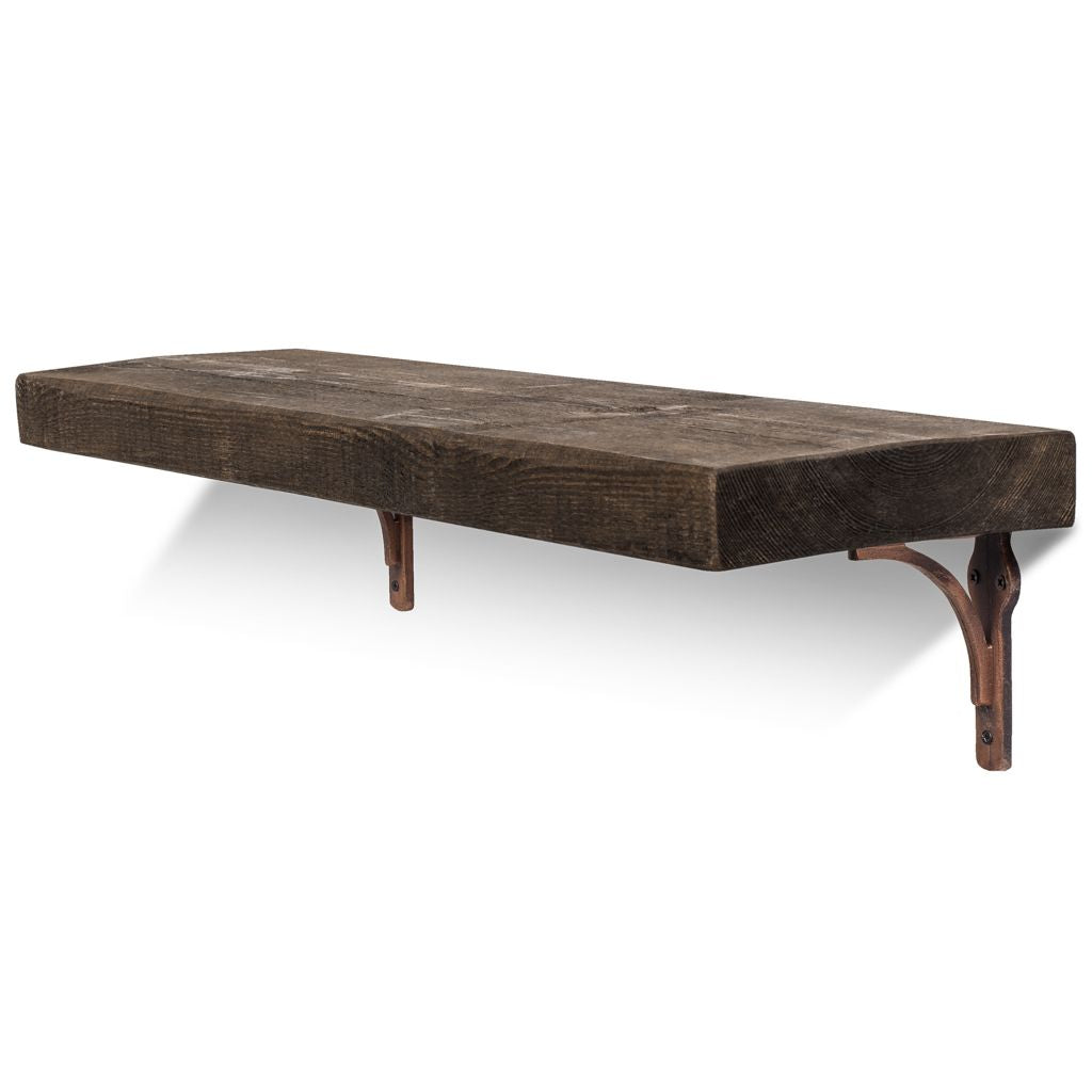 Birtley Copper Solid Wood Shelf & Brackets - 9x2 Rustic Shelf (22.5cmx5cm)