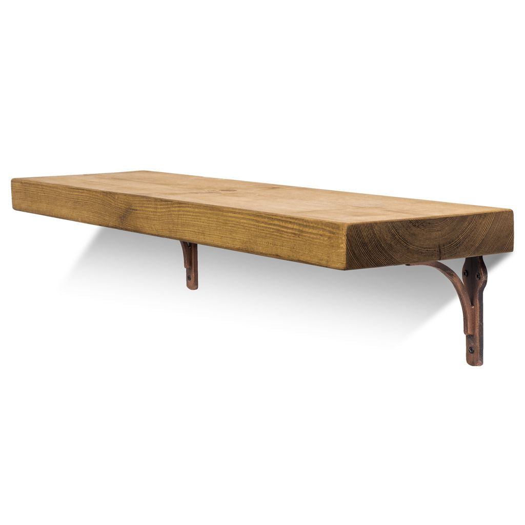 Birtley Copper Solid Wood Shelf & Brackets - 9x2 Smooth Shelf (22cmx4.5cm)