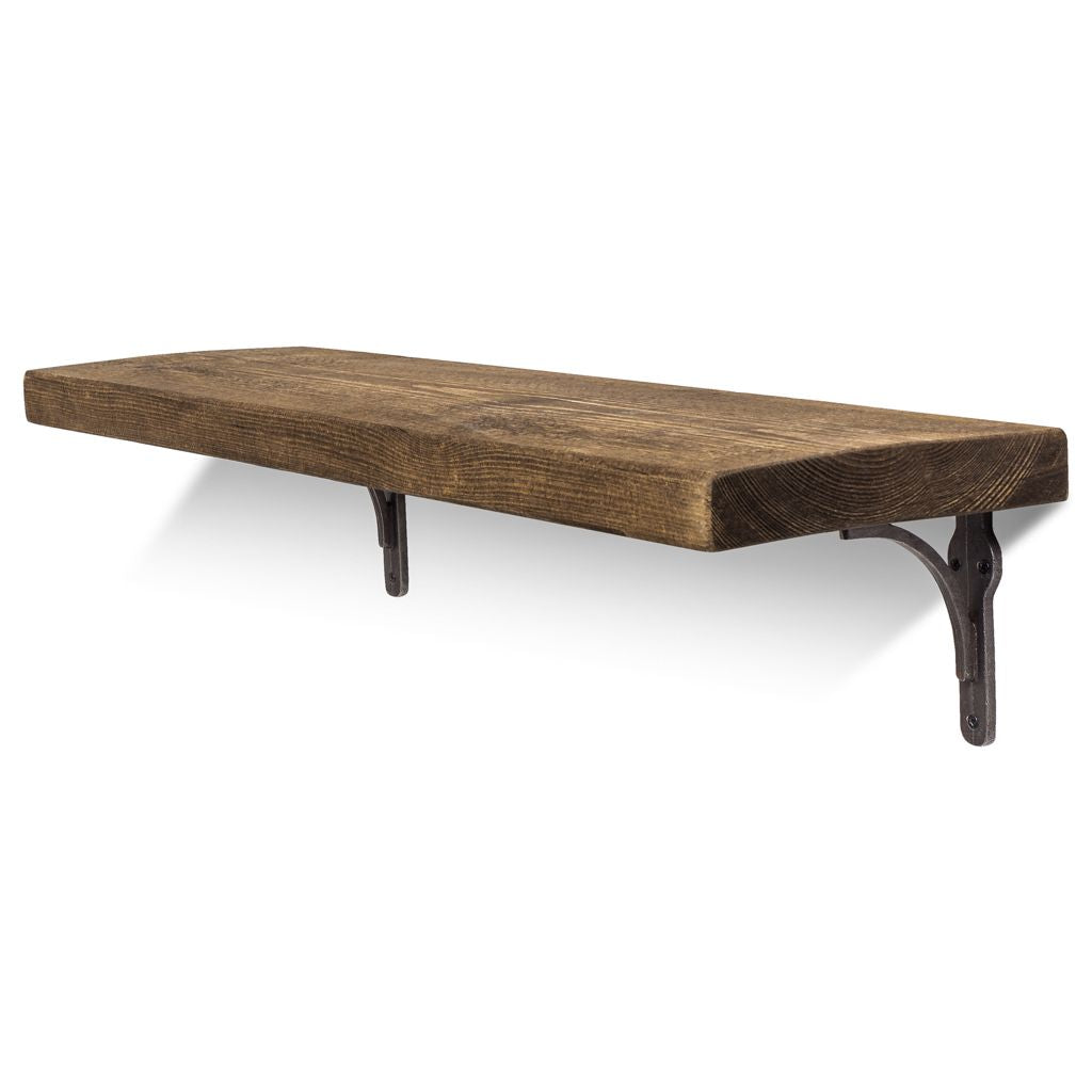 Birtley Iron Solid Wood Shelf & Brackets - 9x1.5 Rustic Shelf (22.5cmx4cm)