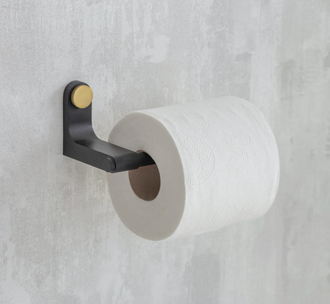 Black Metal And Brass Toilet Roll Holder