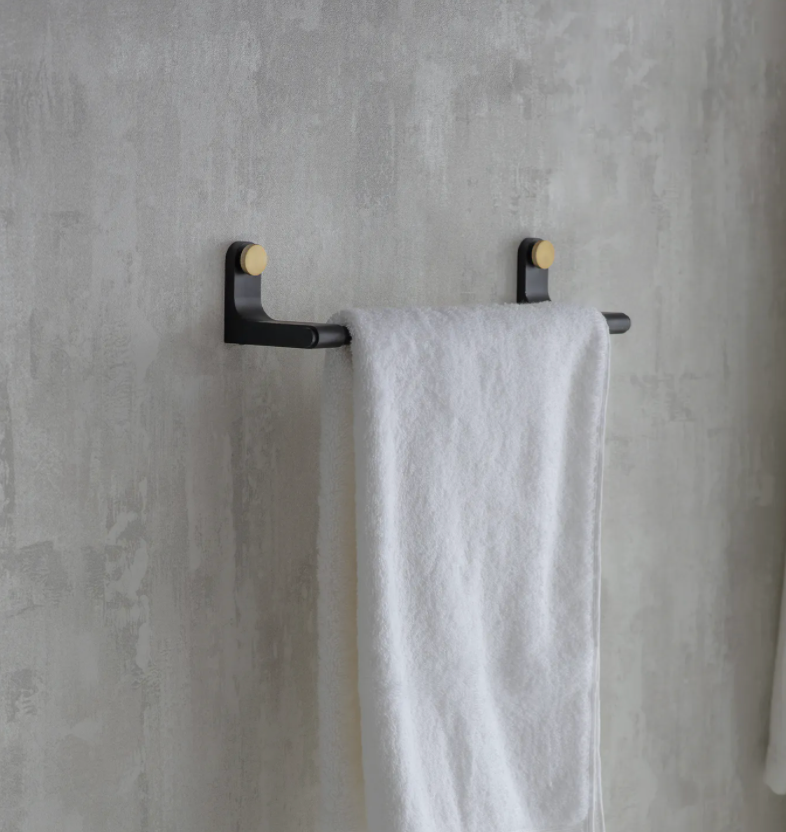 Black Metal And Brass Towel Rail - Large