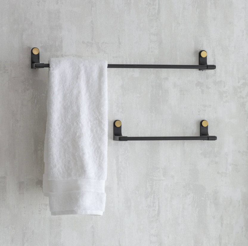 Black Metal And Brass Towel Rail Large