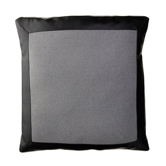 Black Vegan Leather And Fabric Cushion - Soft Furnishings