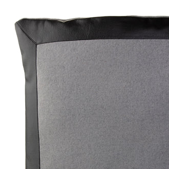 Black Vegan Leather And Fabric Cushion - Soft Furnishings