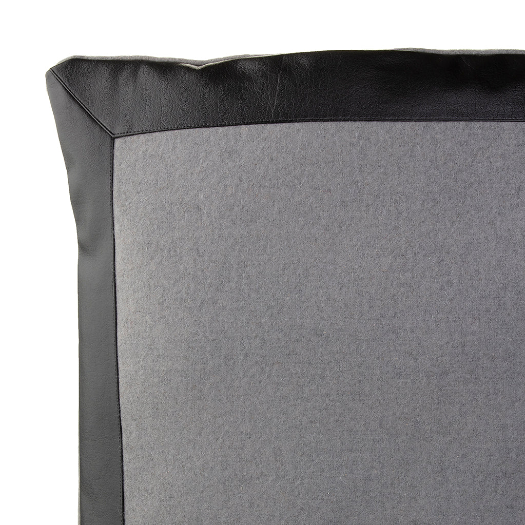 Black Vegan Leather And Fabric Cushion - Outlet - Save 20%