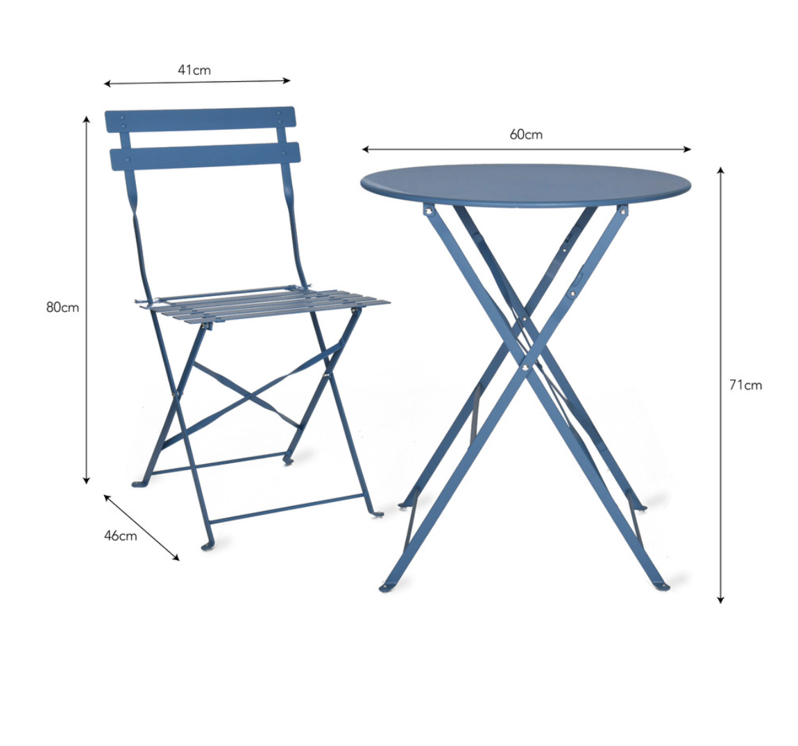 Blue Metal Bistro Set Next Day Dispatch