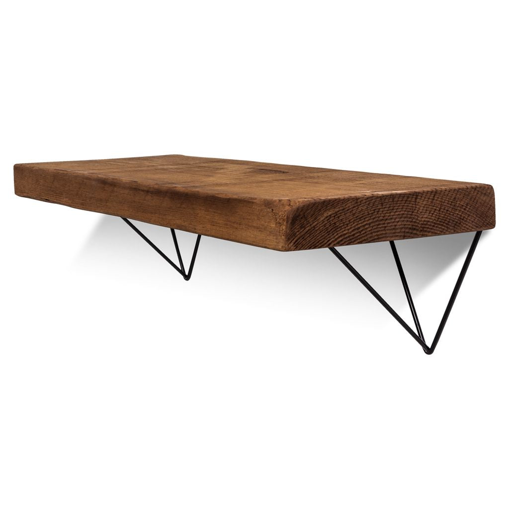 Bowes Solid Wood Shelf & Black Metal Brackets - 12x2 Rustic Shelf (29.5cmx5cm)