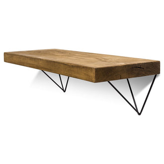 Bowes Solid Wood Shelf & Black Metal Brackets - 12x2 Smooth Shelf (29cmx4.5cm)