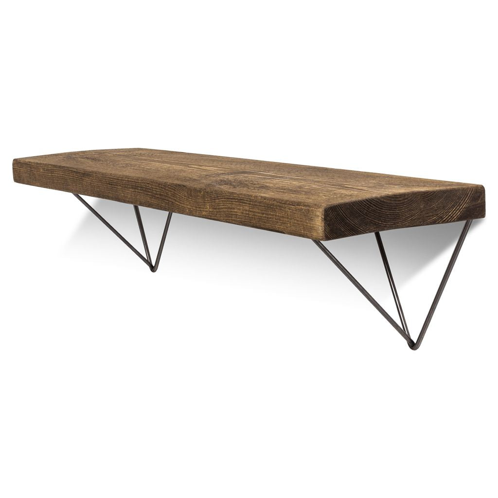 Bowes Solid Wood Shelf & Raw Steel Brackets - 9x1.5 Rustic Shelf (22.5cmx4cm)