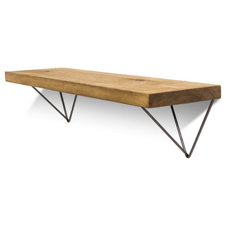 Bowes Solid Wood Shelf & Raw Steel Brackets - 9x1.5 Smooth Shelf (22cmx3.5cm)