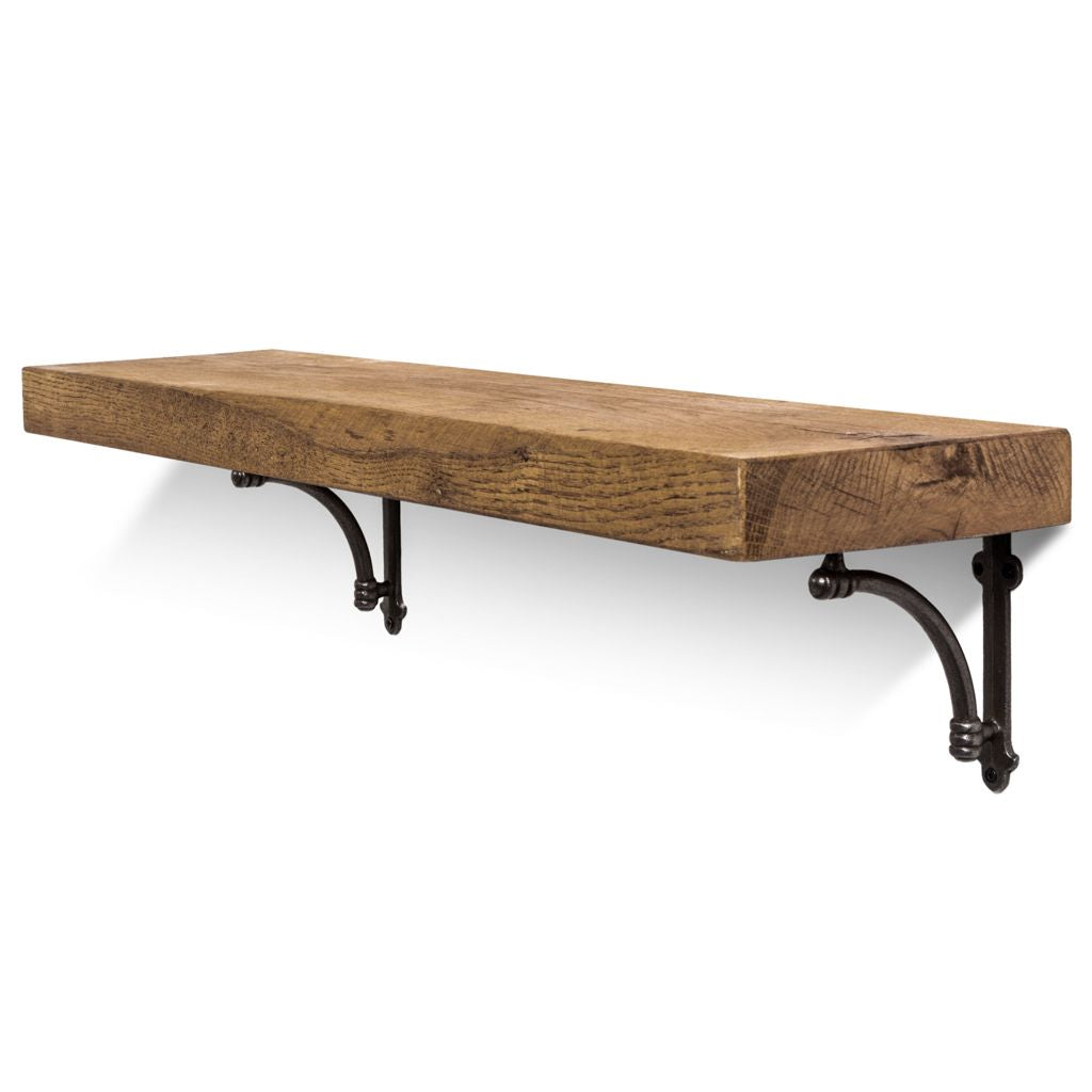 Causey Solid Wood Shelf & Brackets - 8x2 Oak Shelf (19x4cm) - Bracketed Shelves