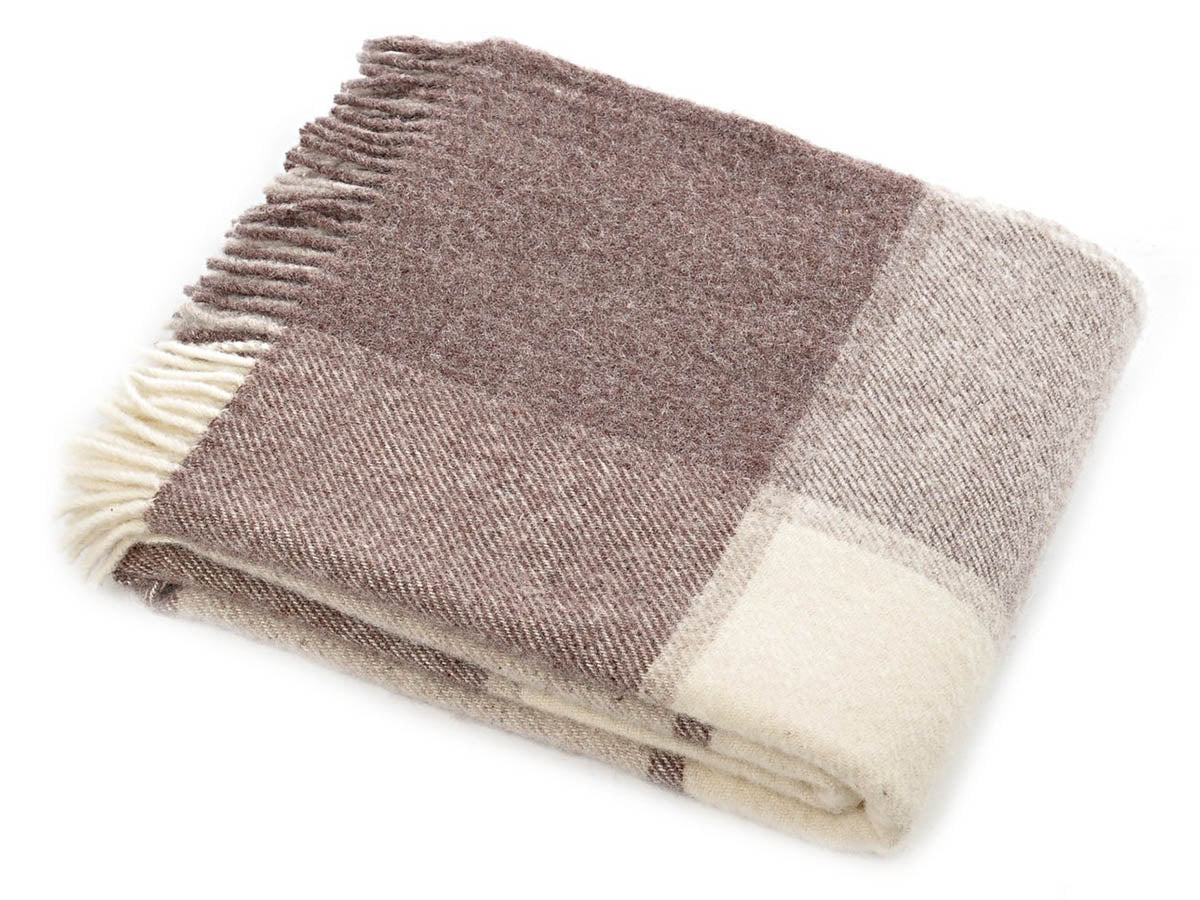 Checked Grey & Natural Welsh Wool Throw | Neutrals