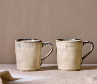 Cream Ceramic Mugs - Set Of 2