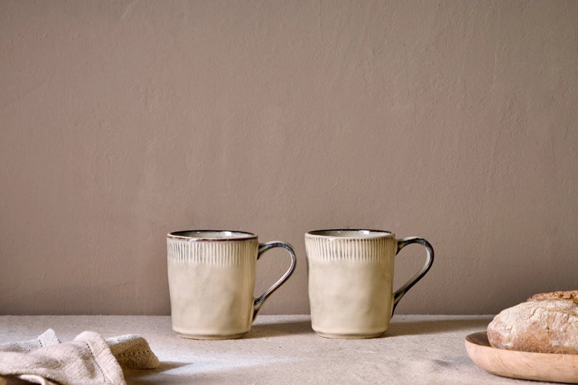 Cream Ceramic Mugs - Set Of 2