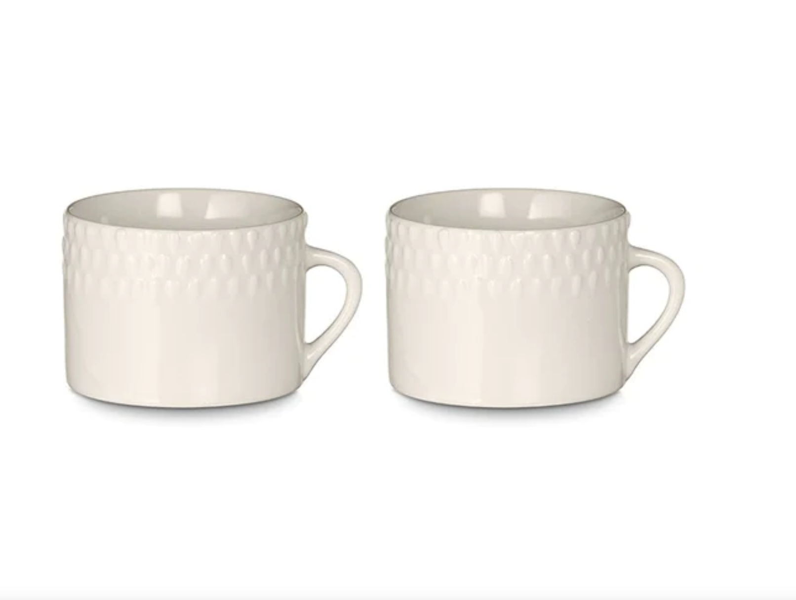 Cream Patterned Mugs - Set Of 2 - 