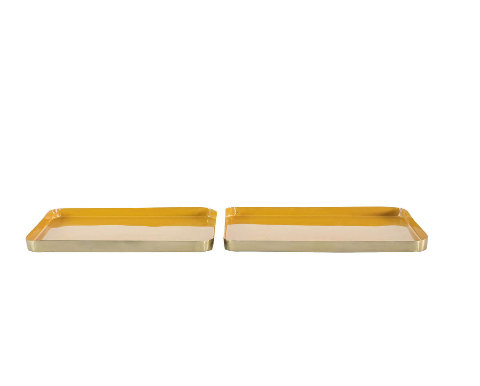 Decorative Yellow and Gold Aluminium Trays - Set Of 2 - 
