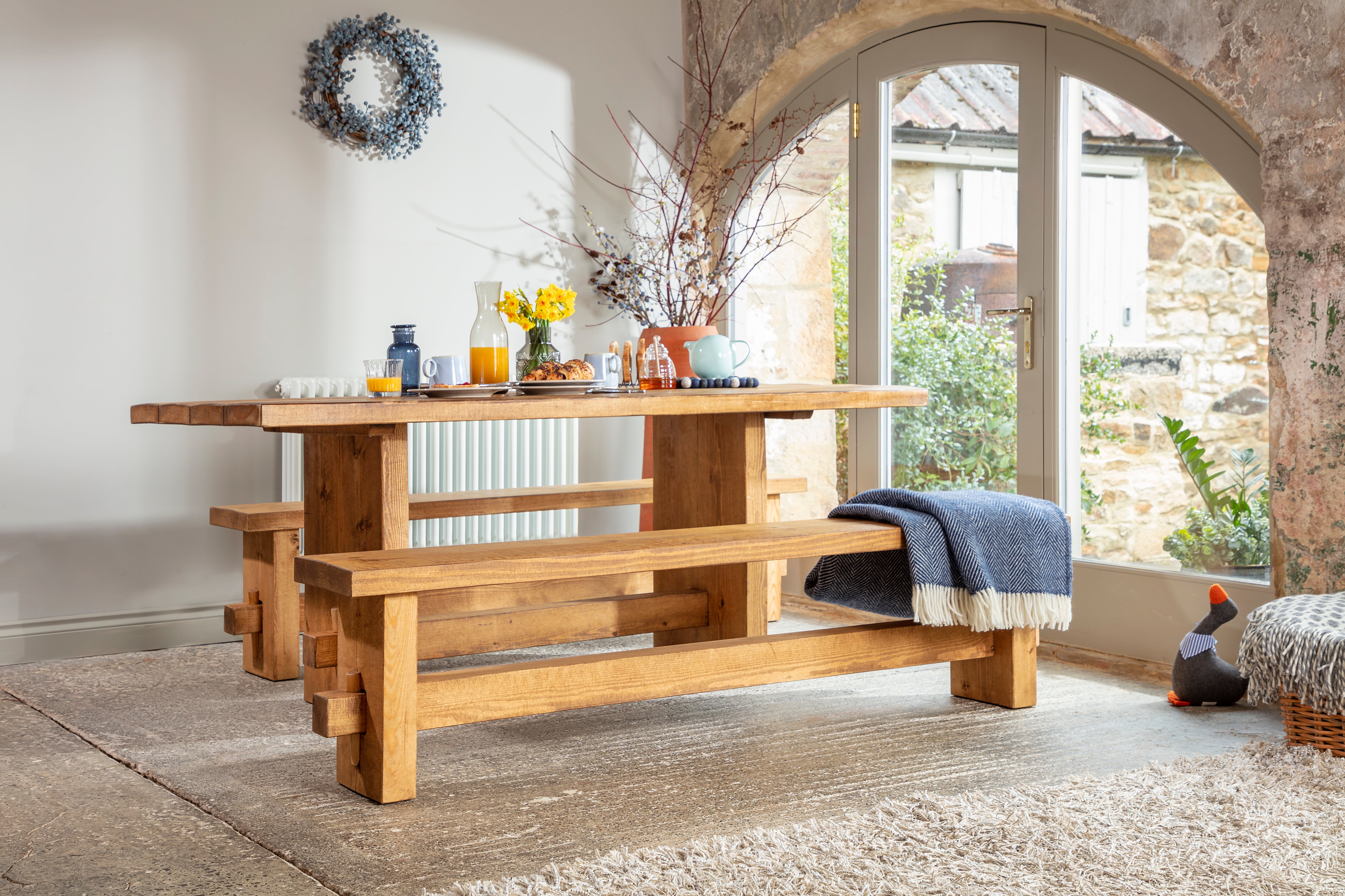 Interior store wood bench