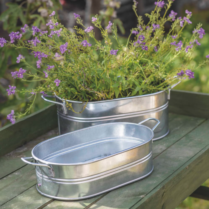 Blümelhuber Large Galvanized Metal Bowl - 51.5cm Diameter For Mini Pond, Planting, Garden Decor Outdoor